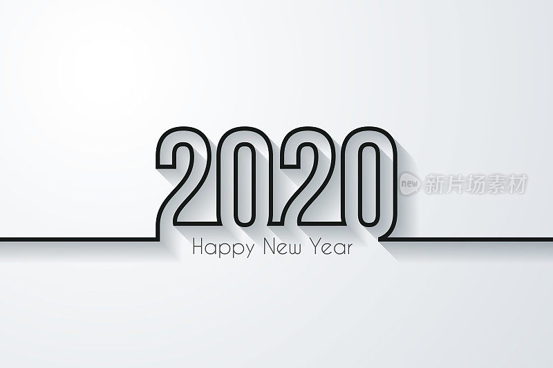 2020年新年快乐――白色背景