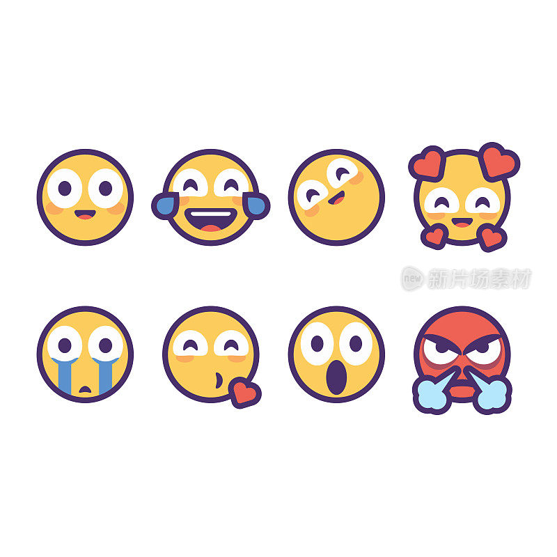 emoticon必不可少的集合平面设计和轮廓