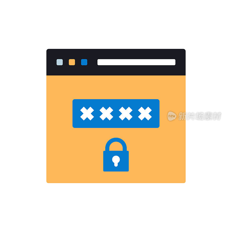 安全网页平面图标，矢量符号插图。