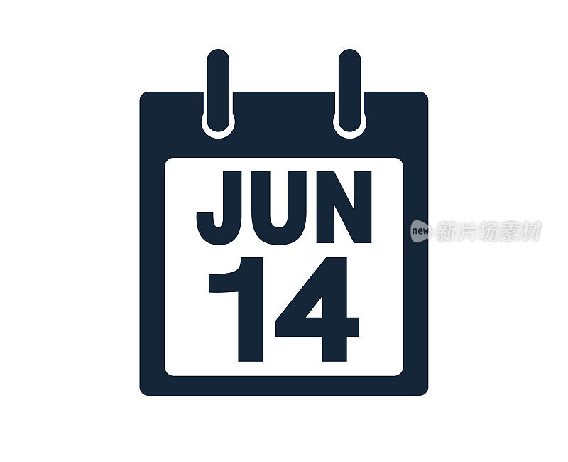 6月14日日历图标股票矢量插图