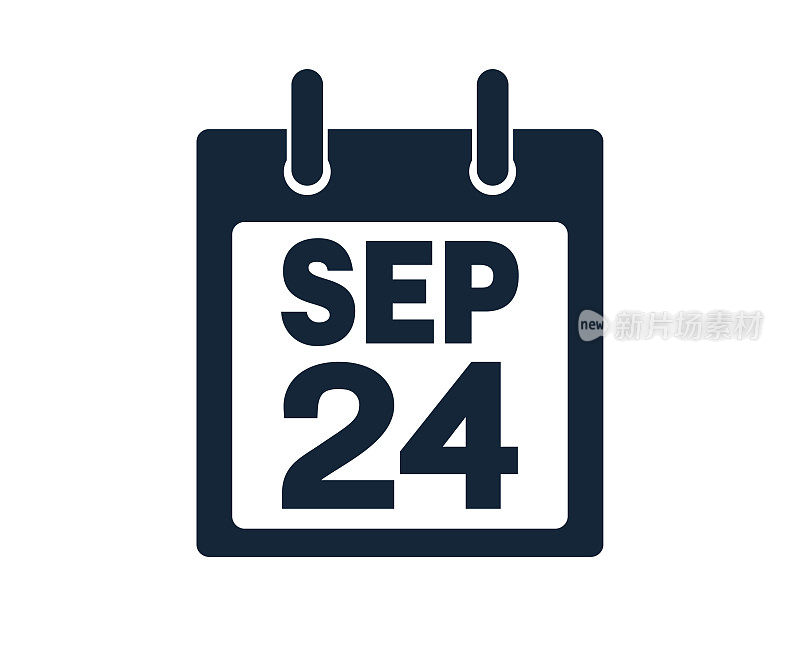 9月24日日历图标股票矢量插图