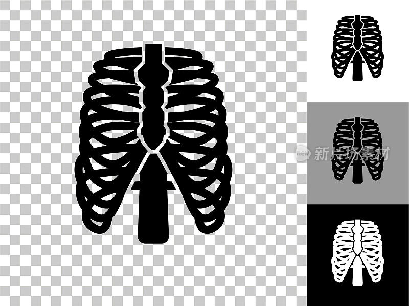 人类肋骨图标在棋盘透明的背景