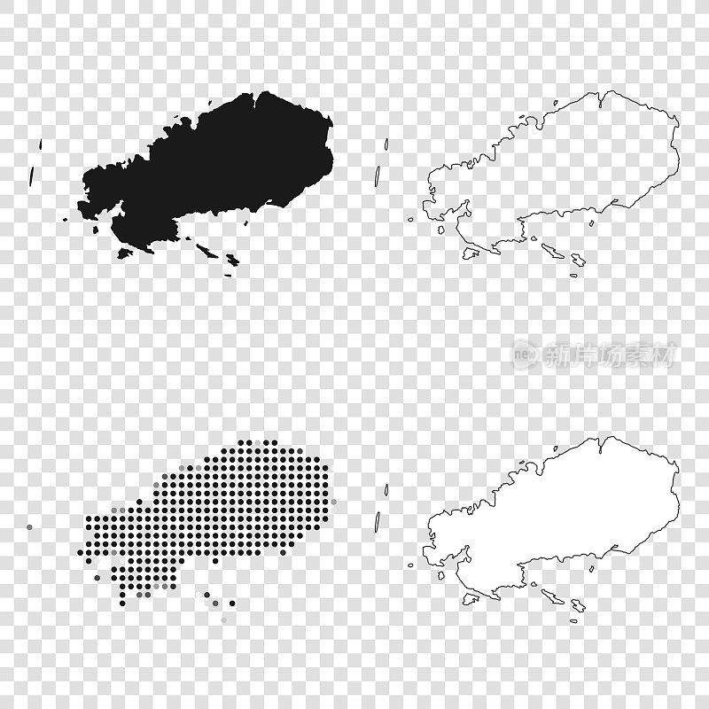 罗德里格斯岛地图设计-黑色，轮廓，马赛克和白色
