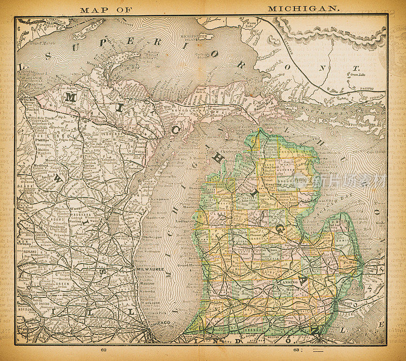 19世纪密歇根的地图