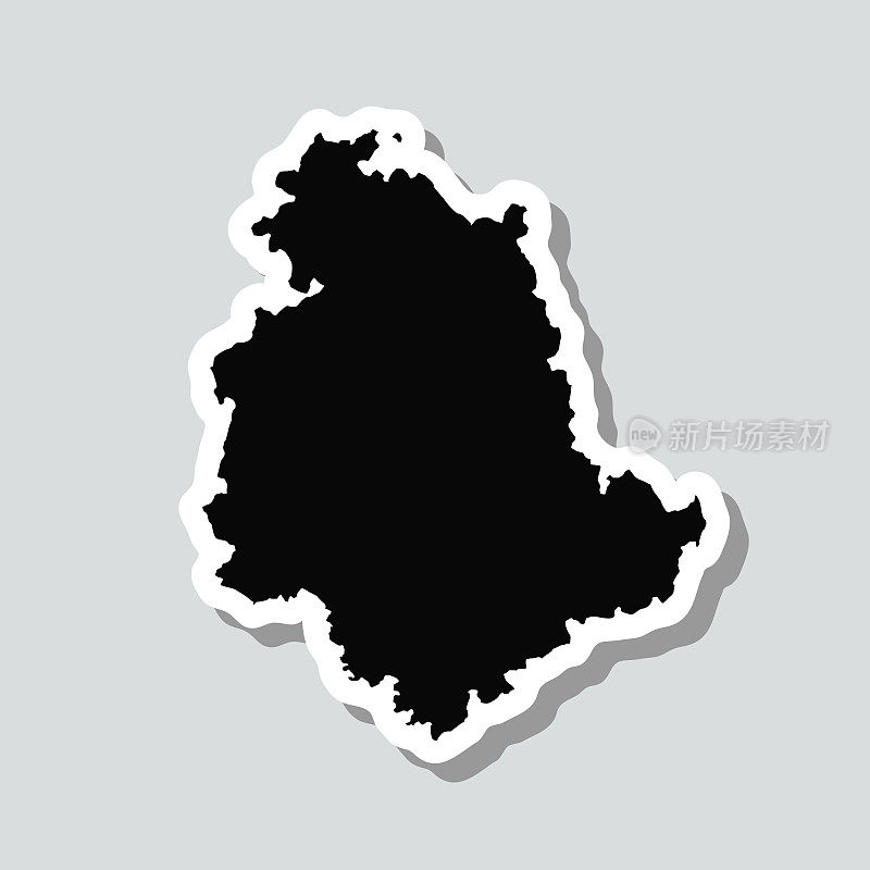 翁布里亚地图贴纸上的灰色背景