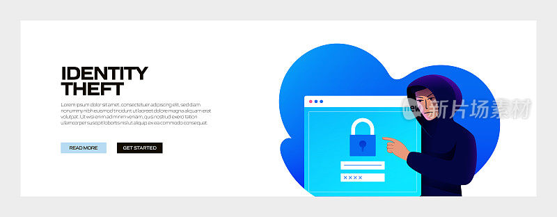 身份盗窃概念矢量插图网站横幅，广告和营销材料，在线广告，业务演示等。