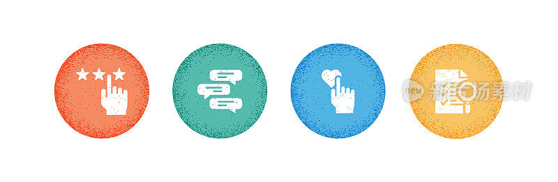 调查和奖状相关图标,矢量符号插图。