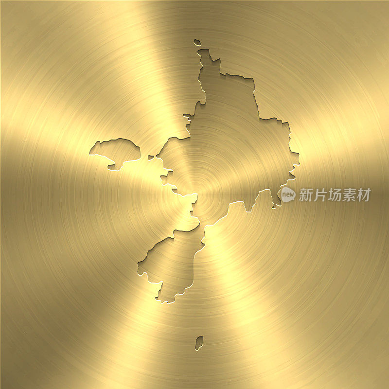 萨克地图上的金色背景-圆形拉丝金属纹理