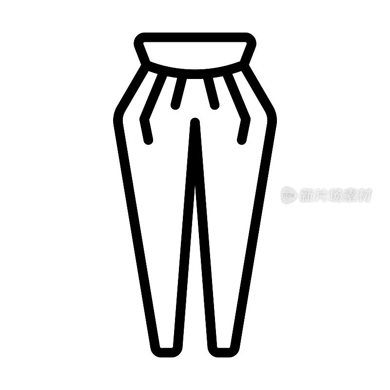 从衣服收集钉裤子图标。细线钉裤子，裤子，连衣裙轮廓图标孤立在白色背景上。线向量钉裤子标志，象征网络和移动。