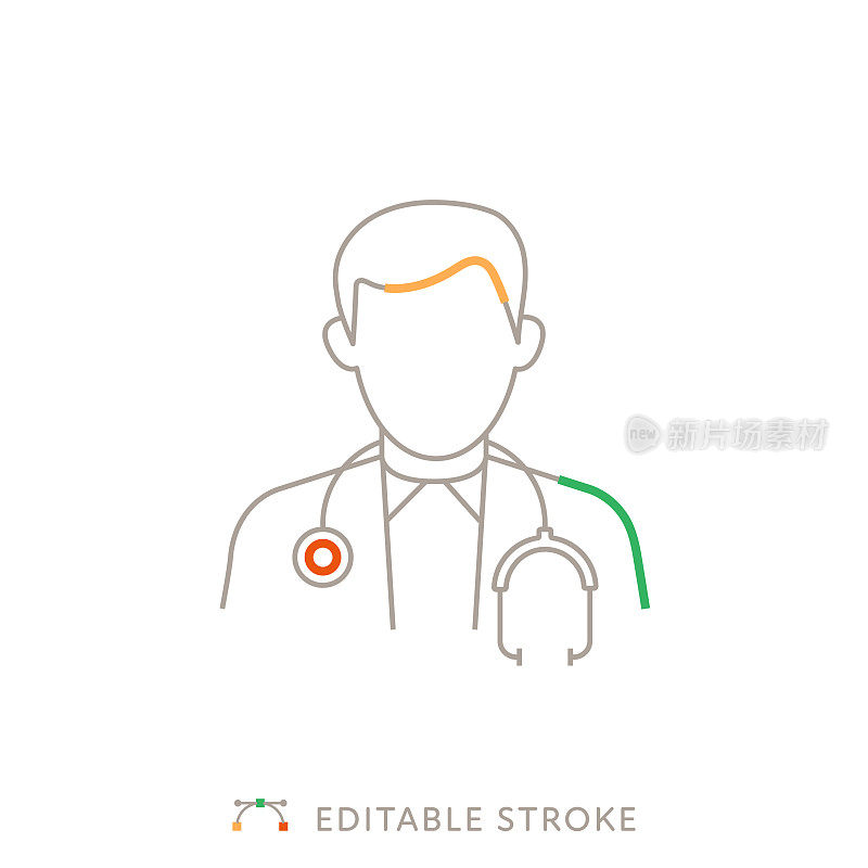 医生多色线图标与可编辑的笔画