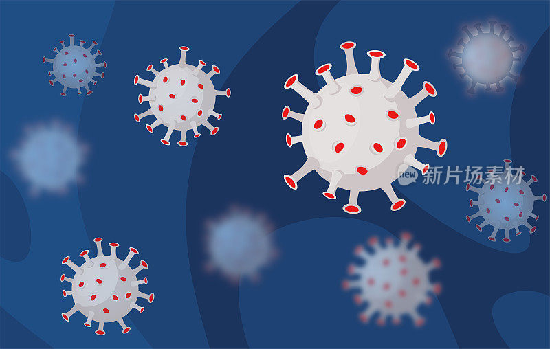冠状病毒细胞载体插图。ο蔓延。COVID-19全球大流行。