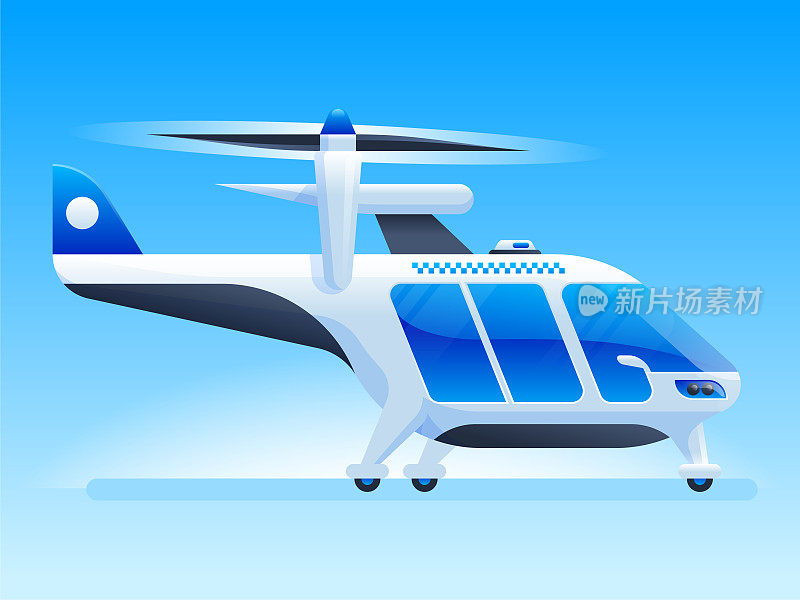 未来直升机平面矢量插图