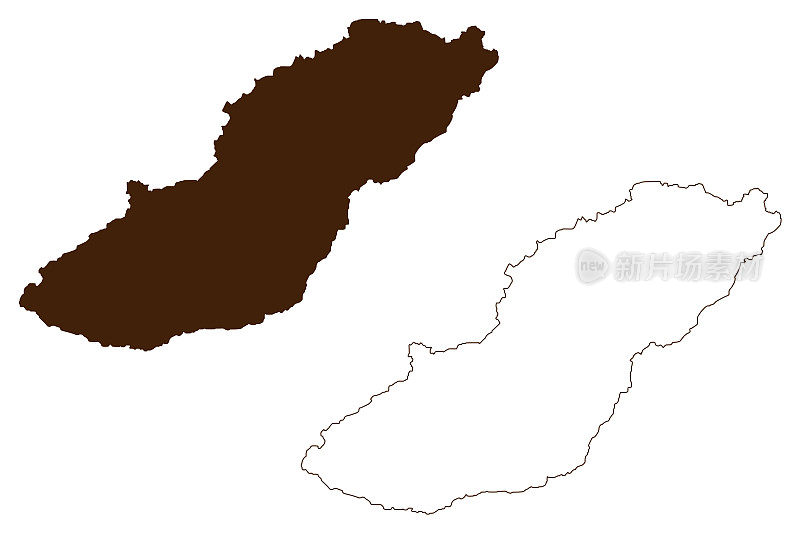 圣克里斯托巴尔岛(厄瓜多尔共和国，太平洋，拉丁或南美洲，加拉帕戈斯群岛，科隆群岛)地图矢量插图，涂鸦素描圣岛Cristóbal或查塔姆地图