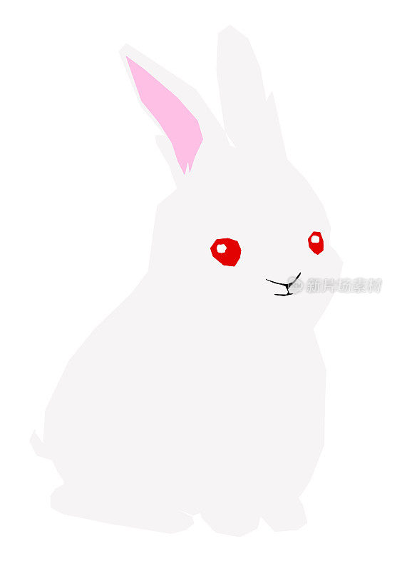 剪纸坐着可爱的小白兔