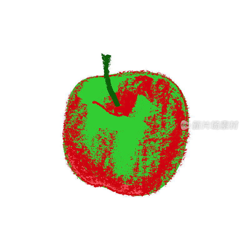 青苹果图孤立。水果草图图标。