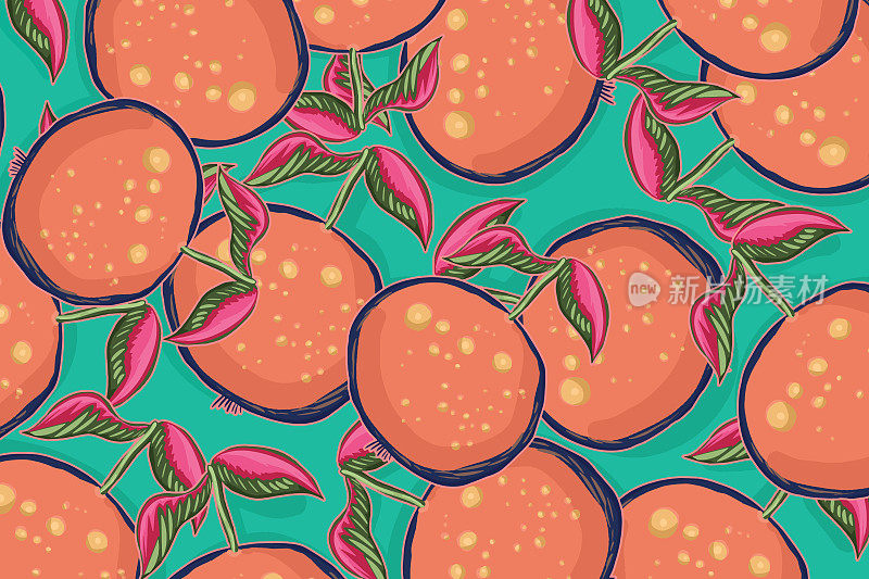 橙果图案无缝