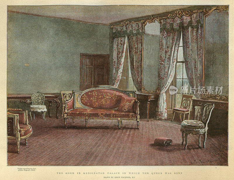 19世纪的肯辛顿宫，维多利亚女王出生的房间