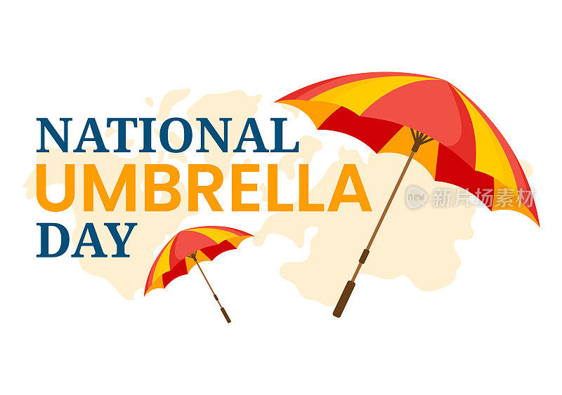 2月10日全国雨伞日庆祝活动，以平面卡通手绘模板插画保护我们免受风雨日晒