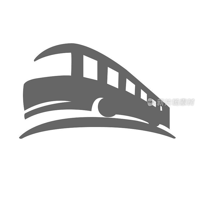 旅行巴士插图，在光背景上的标志，巴士，旅行巴士标志模板。