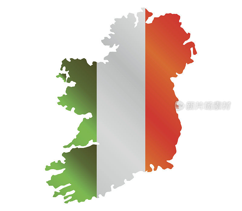 带有旗帜的爱尔兰地图