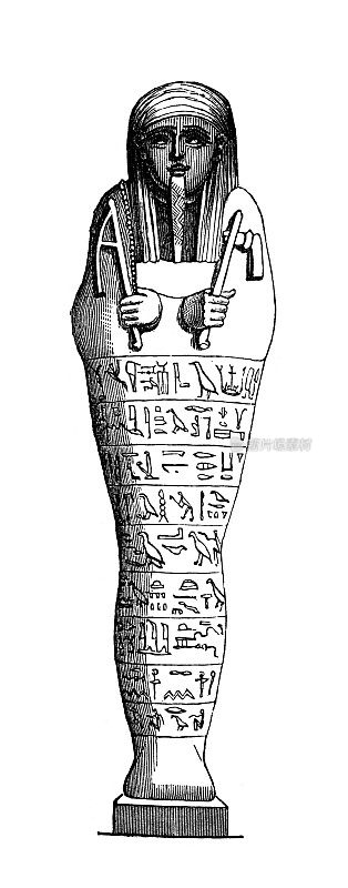 19世纪的古埃及石棺雕刻