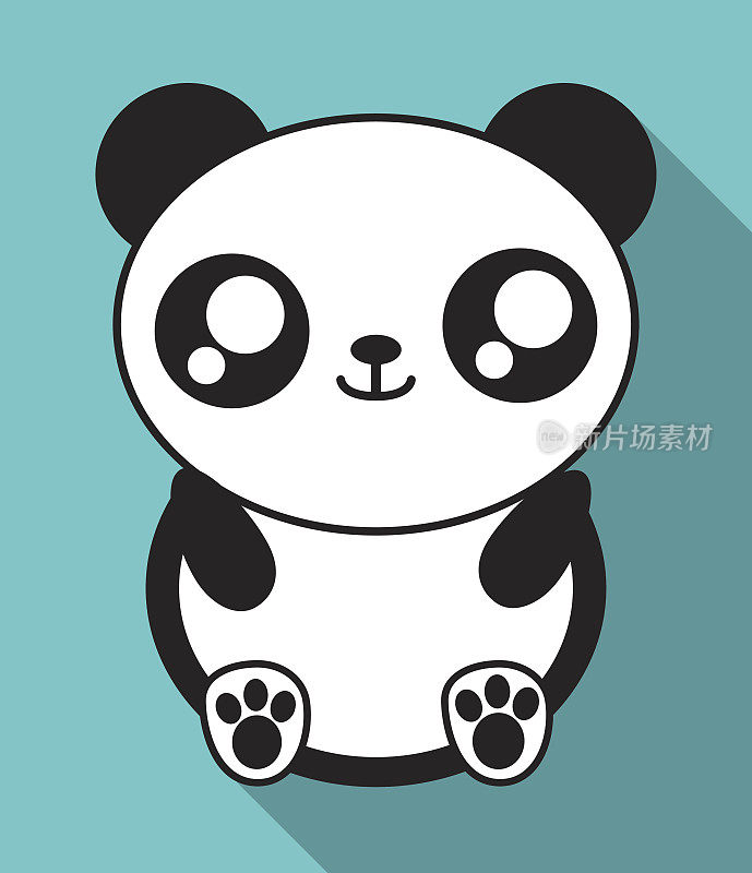 卡哇伊熊猫图标。可爱的动物。矢量图形