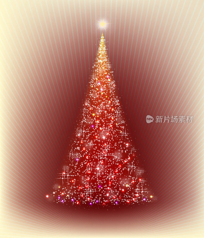 圣诞树上的米色背景与光线