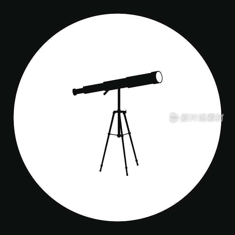 天文望远镜简单的剪影黑色图标eps10