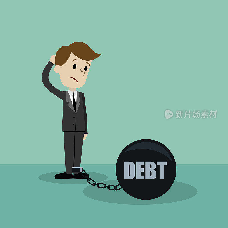商人或经理的腿上拴着一串债务。