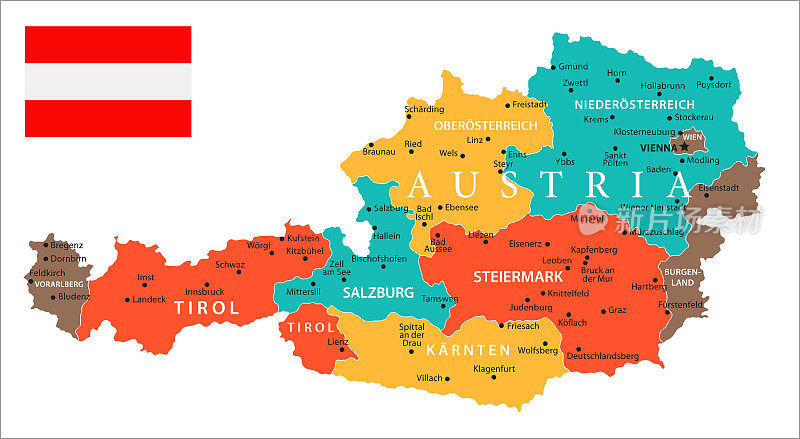 地图的奥地利-向量