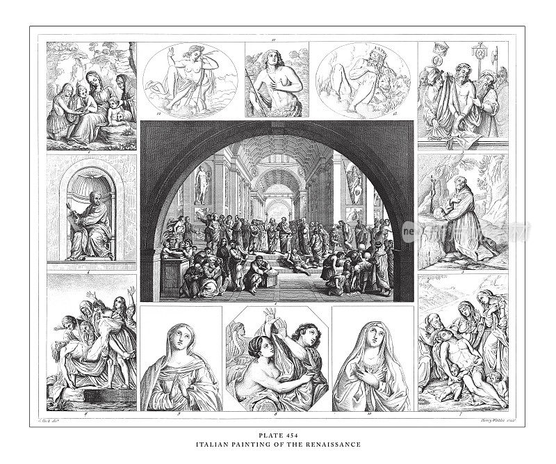 文艺复兴时期的意大利绘画版画和古董插图，1851年出版