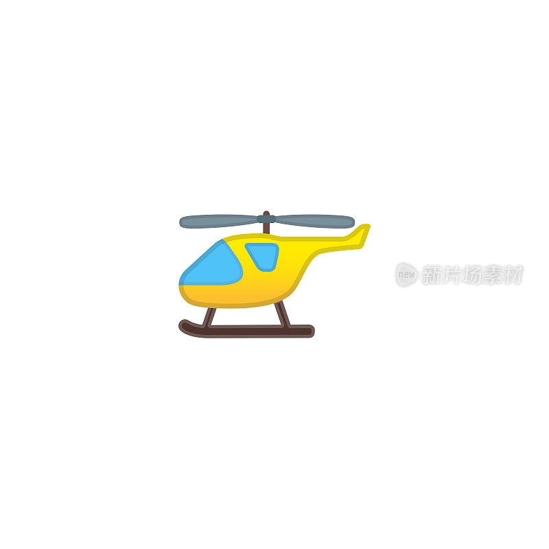 直升机矢量图标。孤立的直升机卡通风格的表情符号，Emoticon插图