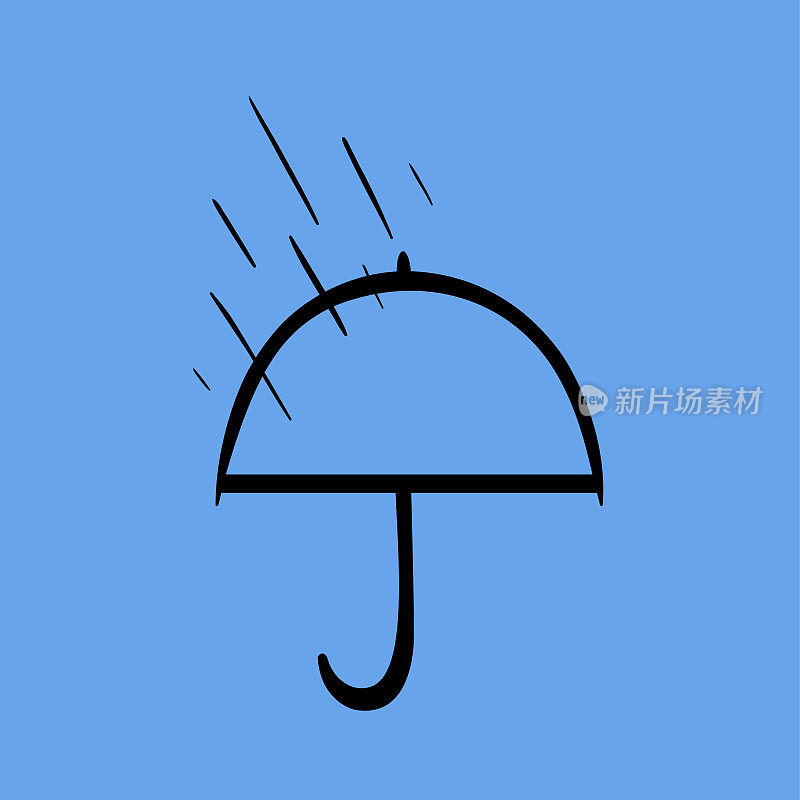 图标-天气和季节的草图形式的伞和天气符号