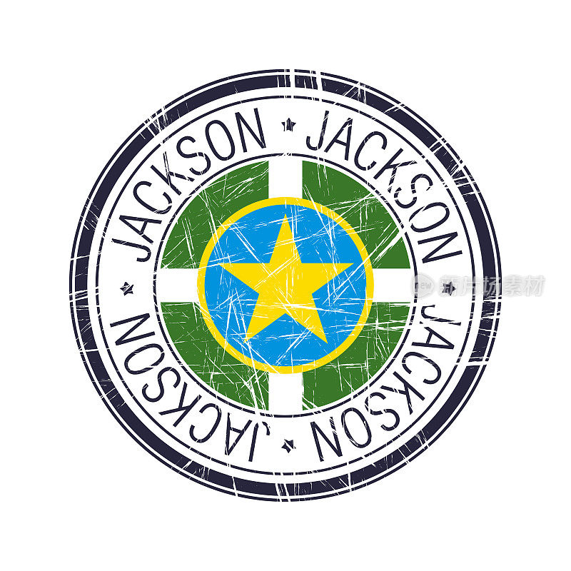 密西西比州杰克逊市矢量邮票