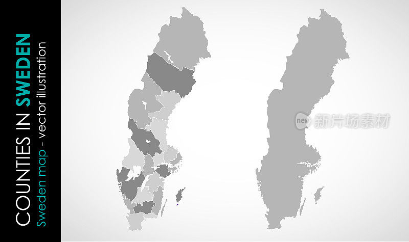 瑞典国家矢量地图灰色