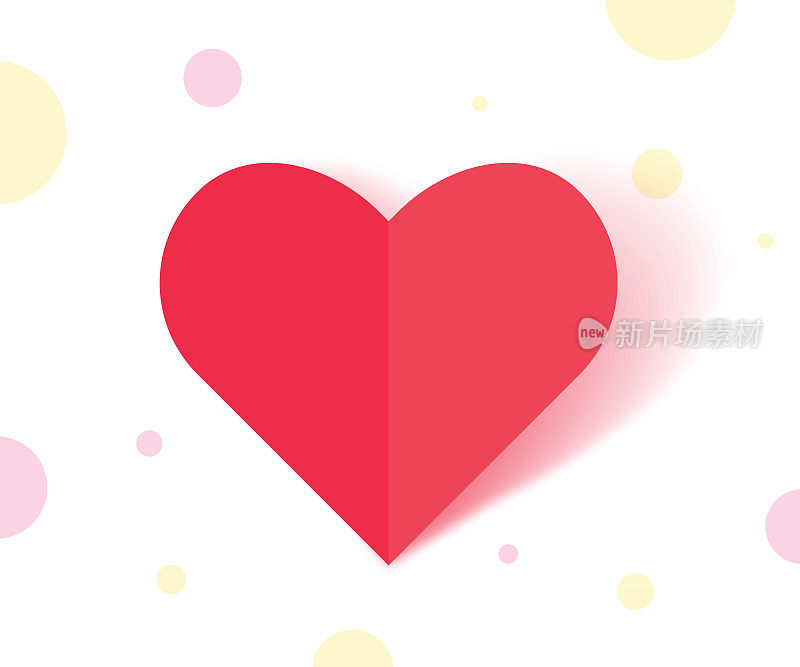 红色剪纸爱心情人节或任何其他爱的邀请卡股票插图。折纸心脏矢量