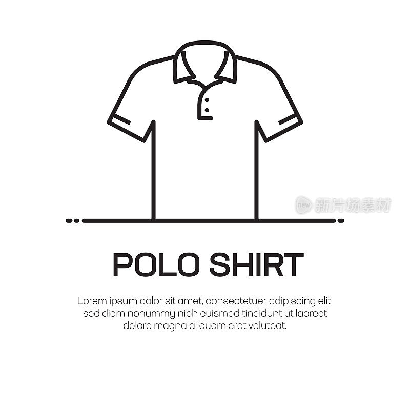 马球衬衫向量线图标-简单的细线图标，优质的设计元素