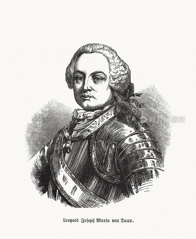 利奥波德・约瑟夫・冯・道恩(1705-1766)，奥地利陆军元帅，木刻，1893年