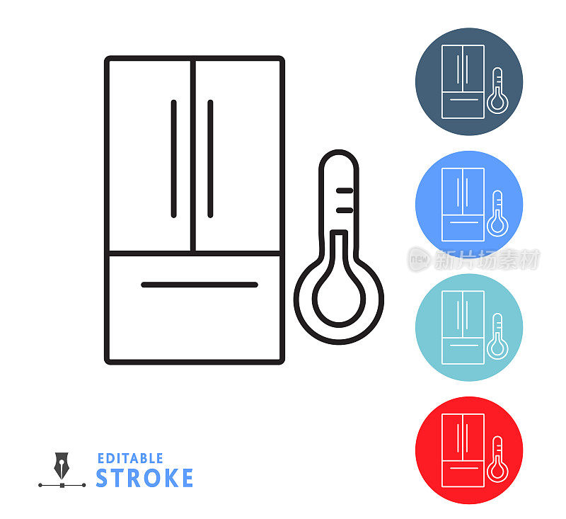 厨房和烹饪食物储存温度细线图标-可编辑的笔画