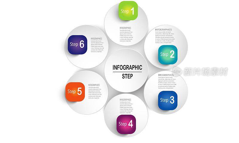 信息图表模板。步骤选项元素信息图模板的网站，UI应用程序，业务演示。