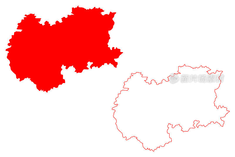 赫里福德和伍斯特郡(英国，非大都市的英格兰郡)地图矢量插图，潦草素描赫里福德和伍斯特地图
