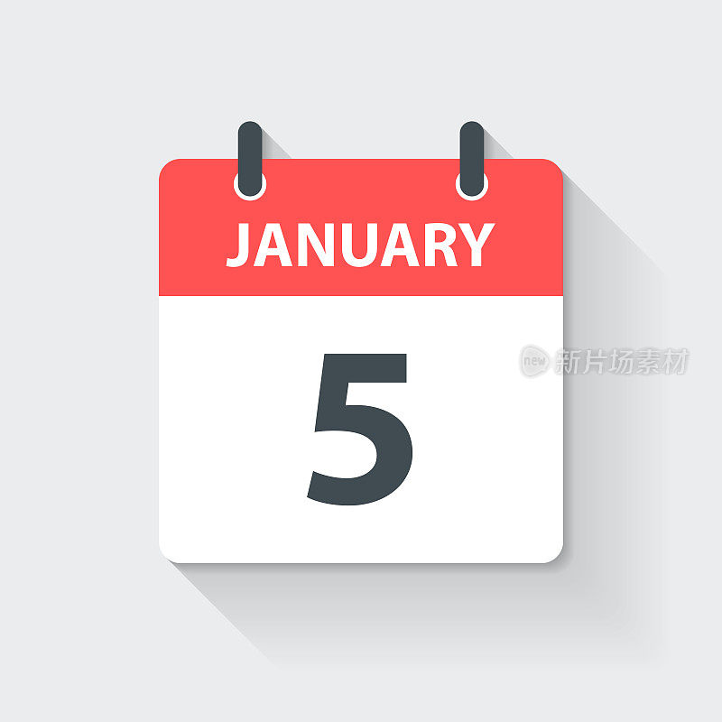 1月5日-每日日历图标在平面设计风格