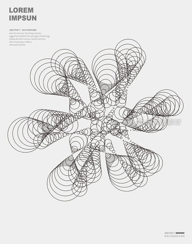 摘要黑白圆线分形图案背景