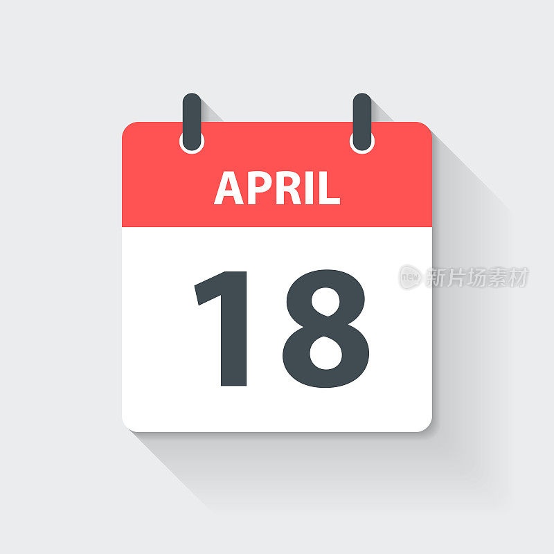 4月18日-每日日历图标在平设计风格