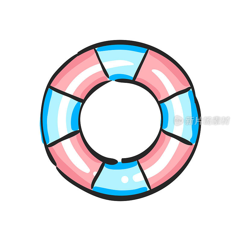 彩图中的环形浮标图标。安全设备海游泳水溺水