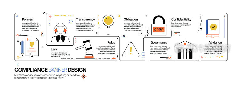 合规概念，线风格矢量插图