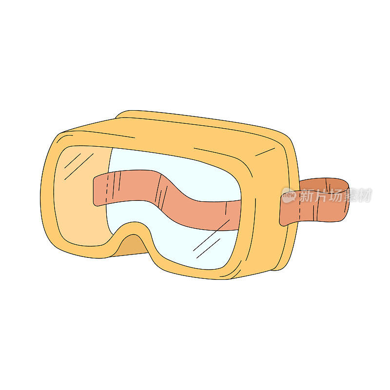 眼镜孤立在一个白色的卡通矢量插图。防护眼罩。焊工、实验室助理、潜水员工作服