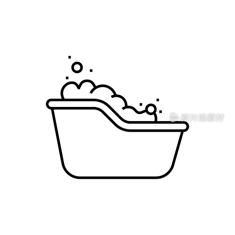 婴儿浴缸线条图标