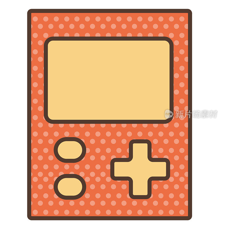 复古街机游戏,手持视频游戏,便携式控制器,彩色细线图标,可编辑的笔画