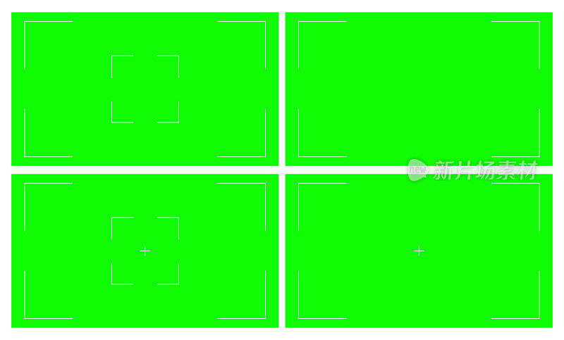 集绿色屏幕空白背景，空数字视频模板模型矢量插图
